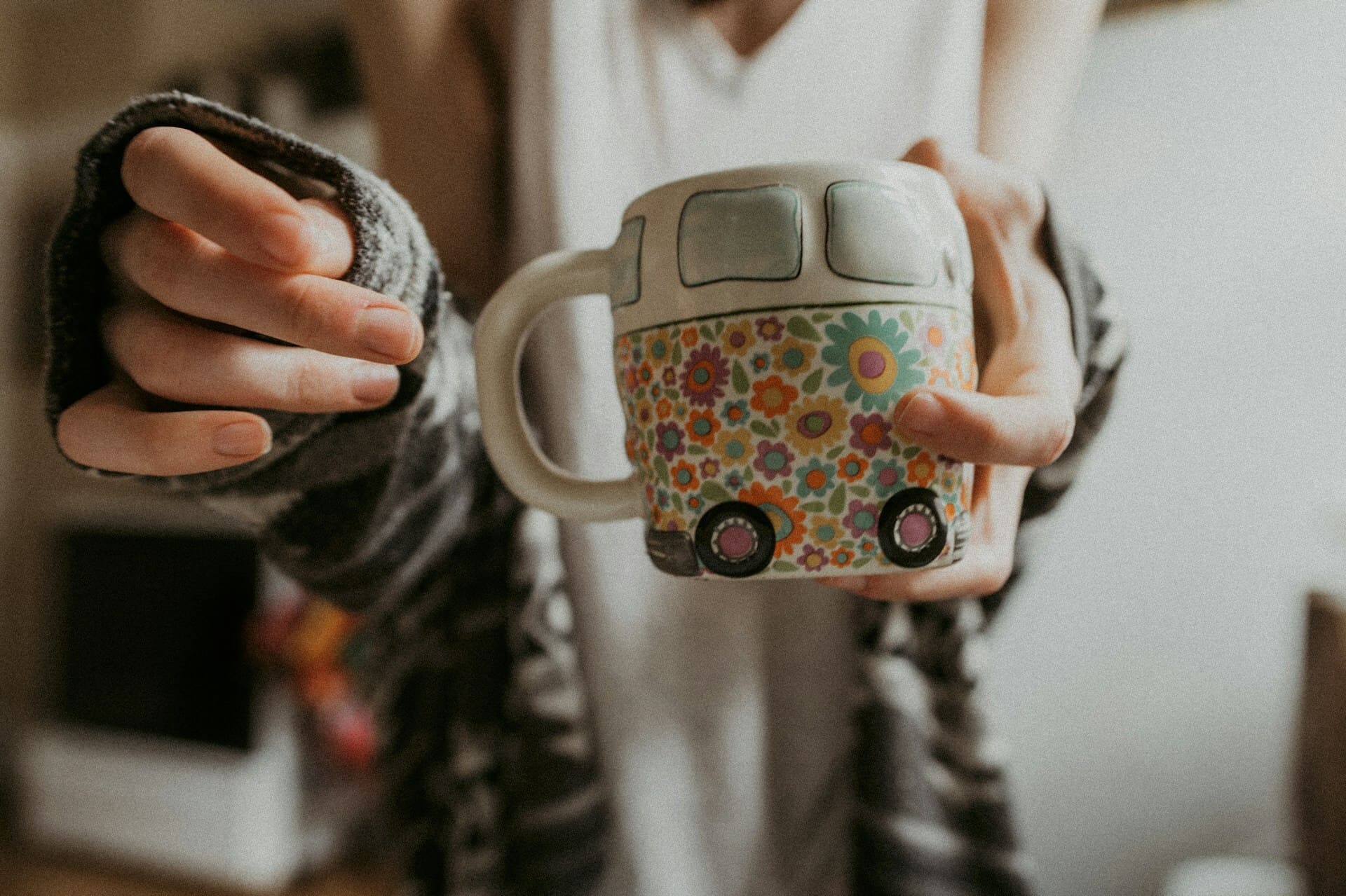 Coffee mug on table